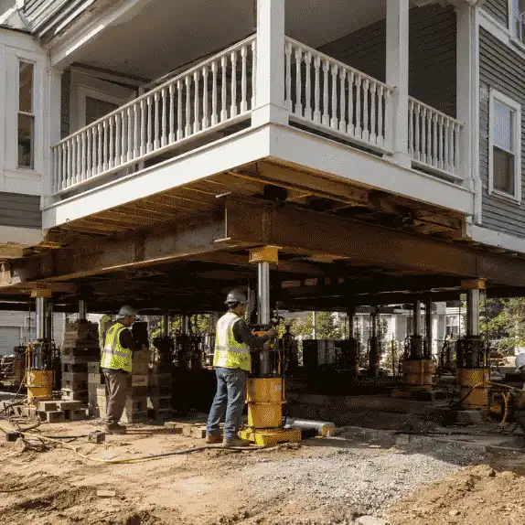 Professional house leveling service for uneven residential foundation in McKinney TX