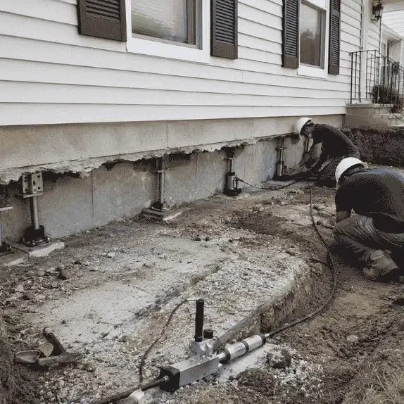Pier and beam foundation repair beneath a residential property in McKinney Texas